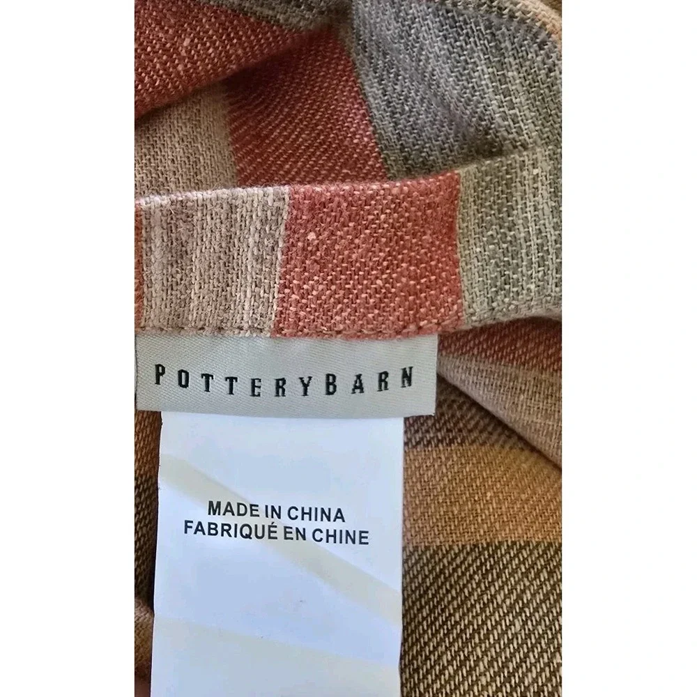 Pottery Barn King Duvet Cover Foundations Logan Stripe Orange Multicolor Stripe